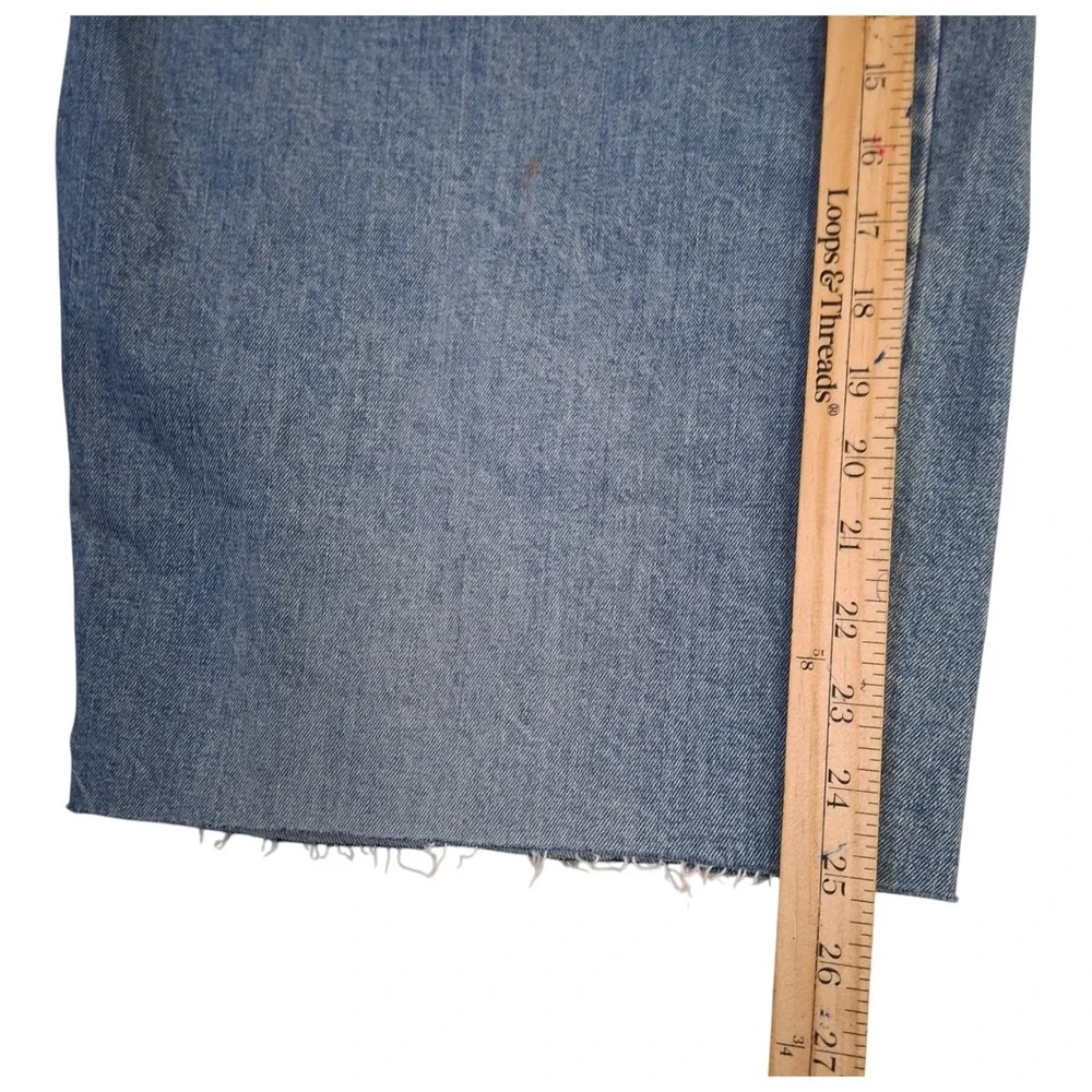 Levis 511 Slim Fit Cut Off Denim Shorts Mens 42 Blue Light Wash Stretch Raw Hem